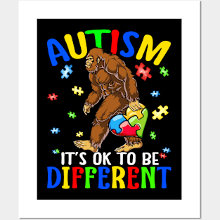 It's Ok To Be Different Autism Awareness Bigfoot Posters and Art